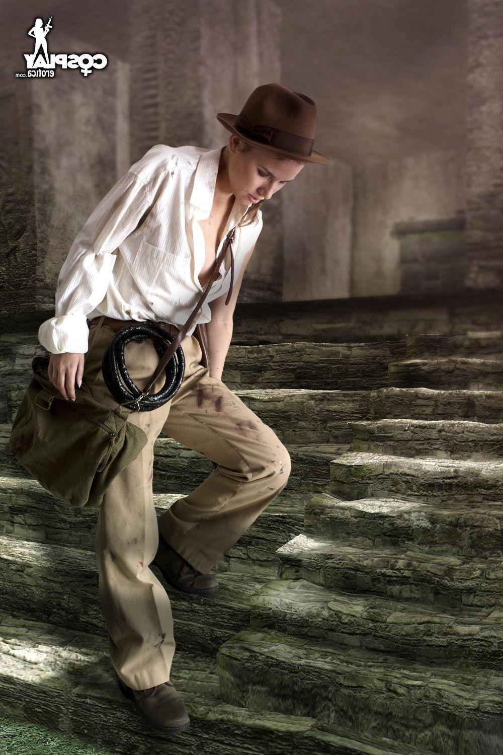 16P Cosplayer Cassie dresses up as a sexy female Indiana Jones