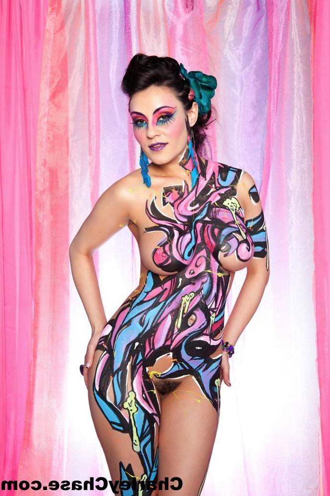 15P Charley Chase looking all sexy in colourful body paint