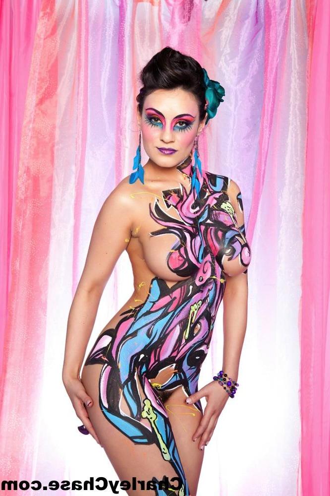 15P Charley Chase looking all sexy in colourful body paint