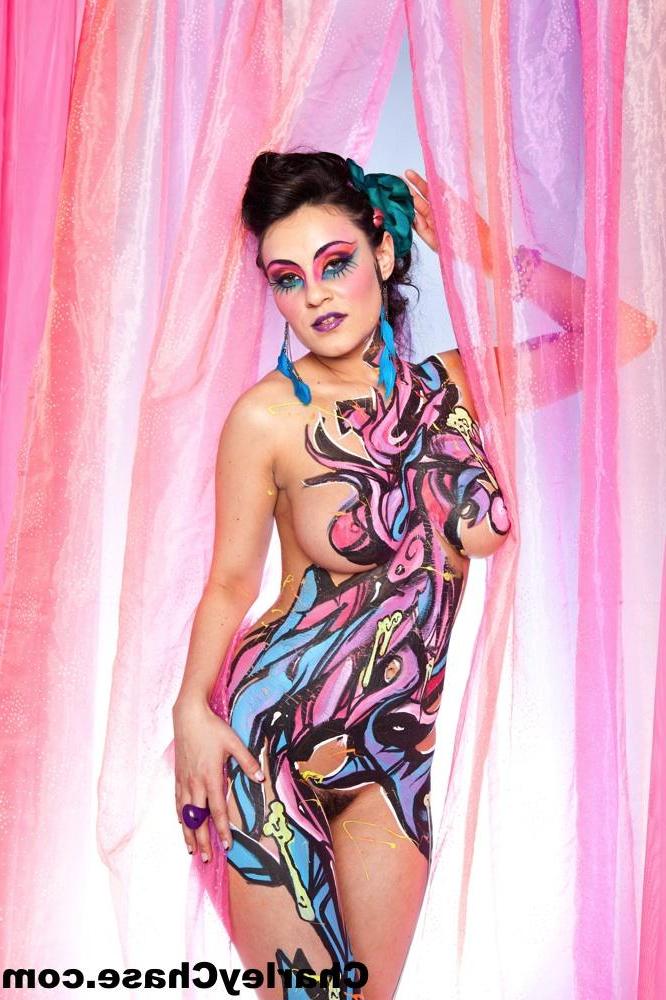 15P Charley Chase looking all sexy in colourful body paint