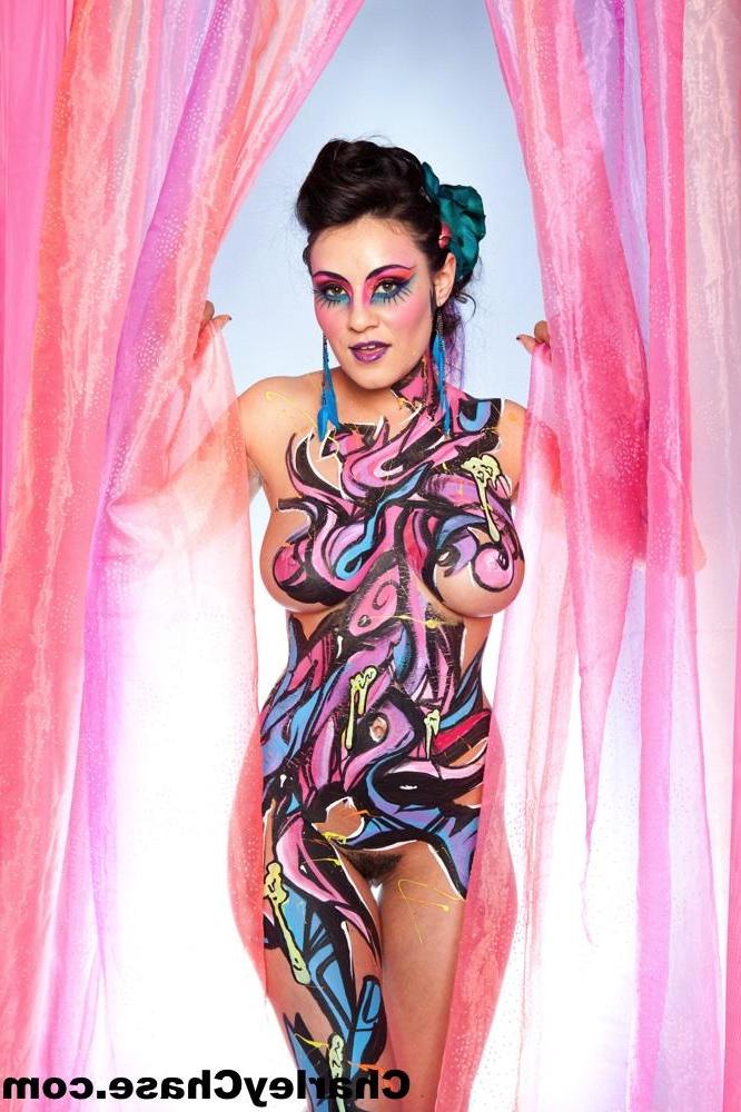 15P Charley Chase looking all sexy in colourful body paint