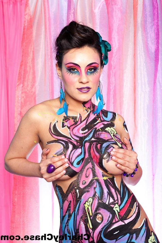 15P Charley Chase looking all sexy in colourful body paint