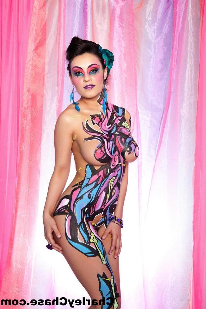 15P Charley Chase looking all sexy in colourful body paint