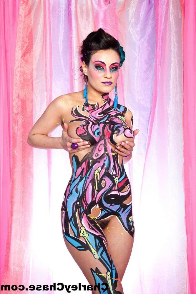 15P Charley Chase looking all sexy in colourful body paint