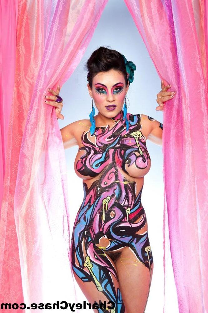 15P Charley Chase looking all sexy in colourful body paint