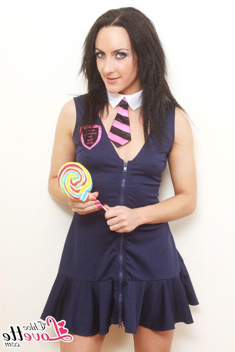 19P Pictures of teen model Chloe Lovette being a very bad schoolgirl