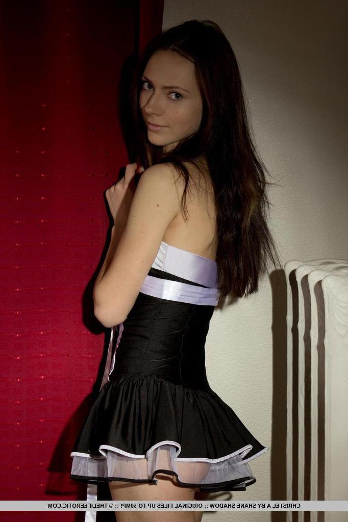 16P Brunette teen Christel A plays with her pink pussy just for you