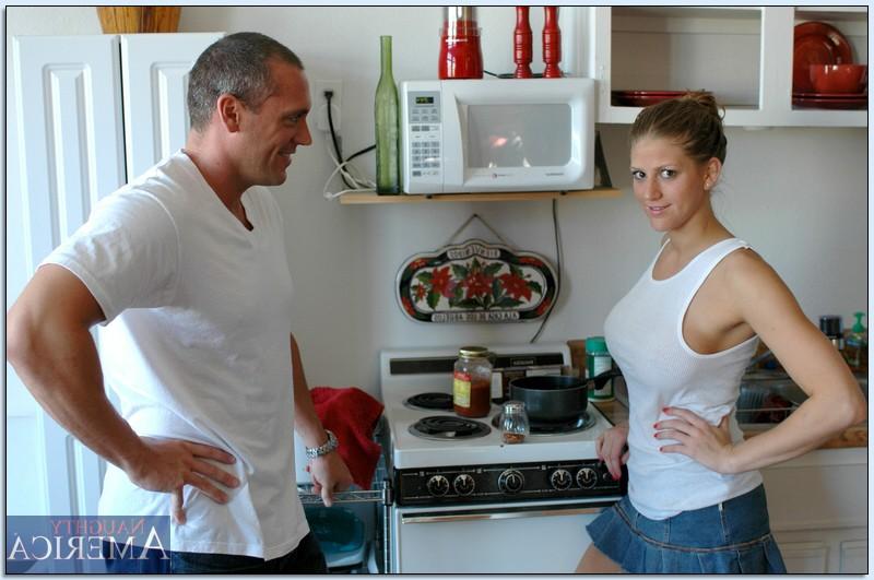 16P Eve Laurence fucking in the kitchen and scoring cum on her big breasts