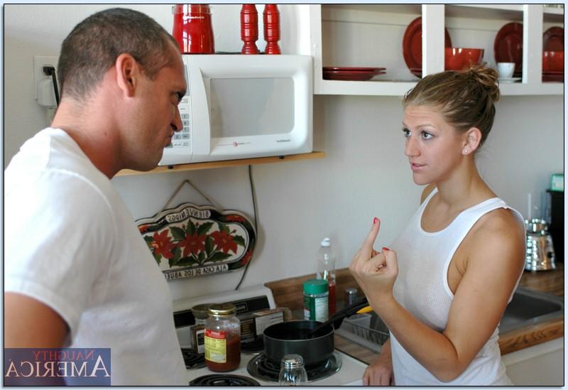 16P Eve Laurence fucking in the kitchen and scoring cum on her big breasts