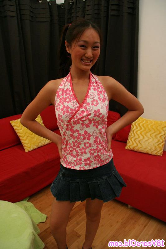 16P Asian teen girl Evelyn Lin stripping off panties to show her body