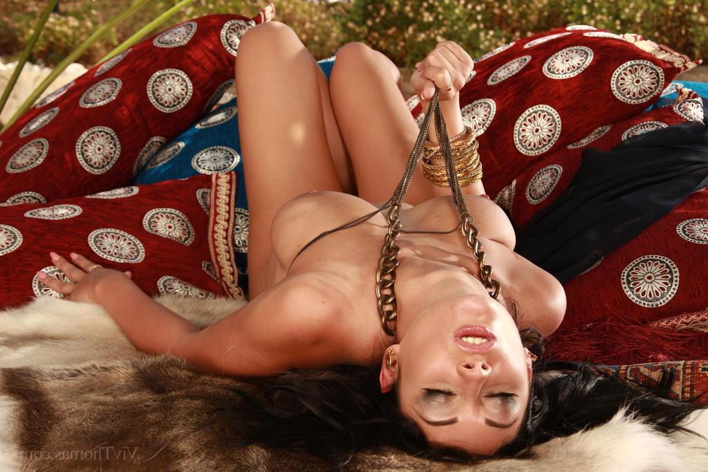 16P Dana Weyron pulls up her black sheer dress to fondle her wet pussy
