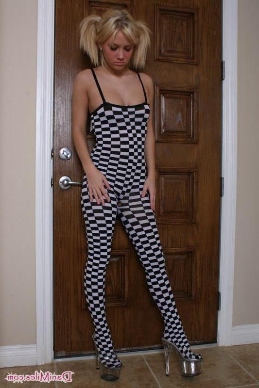 20P Pictures of Dani Miles taking off her checker dress