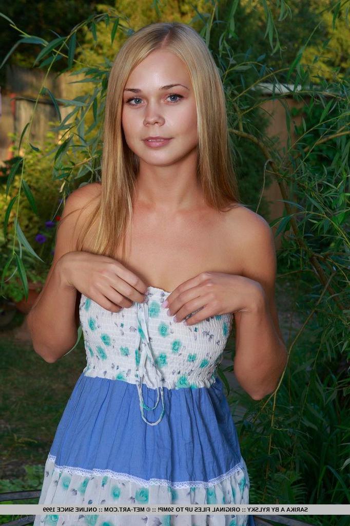 18P Beautifully tanned Sarika A plays around in her sun dress before taking it off