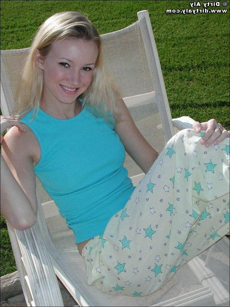 20P Pictures of teen Dirty Aly exposing herself outside