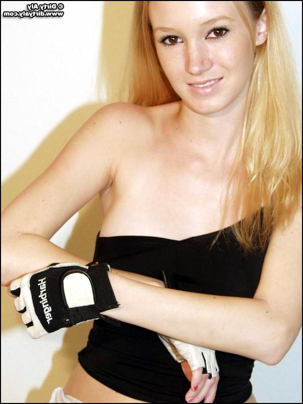 20P Pictures of teen hottie Dirty Aly showing you her perky tits