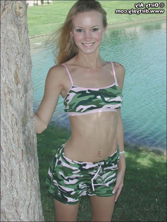 20P Pictures of teen Dirty Aly barely dressed in camo