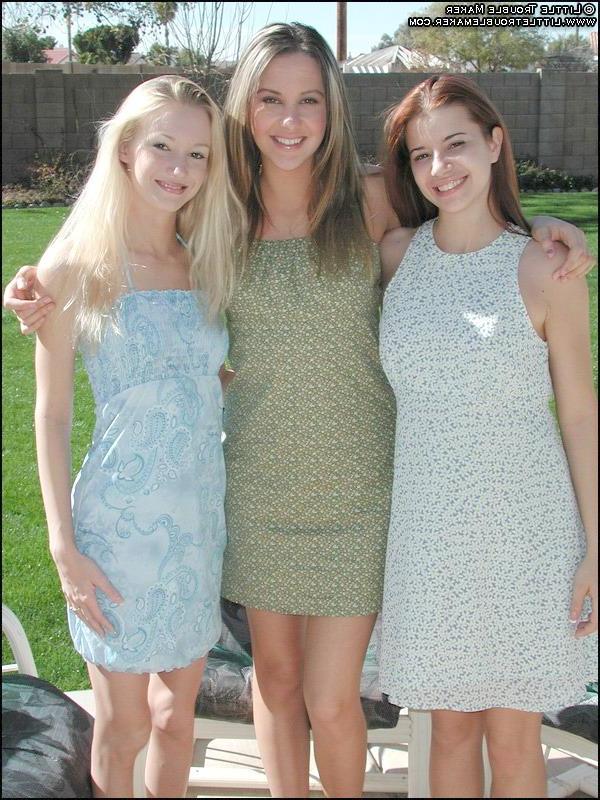 20P Pictures of 3 hot teens getting naked outside