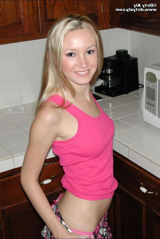 15P Dirty aly wearing only panties in the kitchen