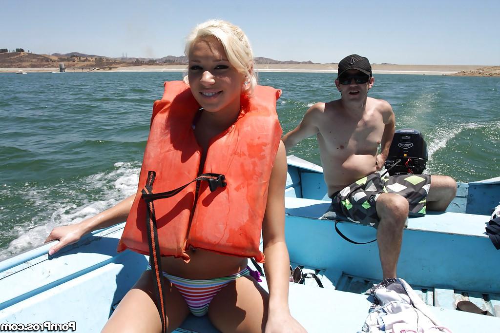 16P Teen babe with tiny tits Kacey Jordan shows her body on a boat