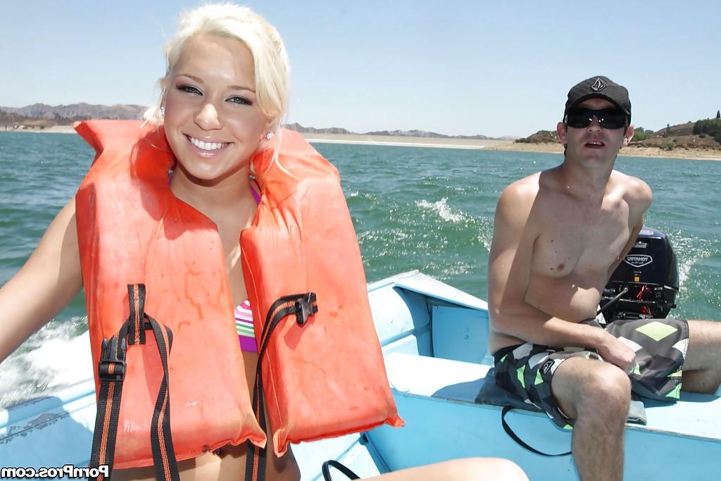 16P Teen babe with tiny tits Kacey Jordan shows her body on a boat