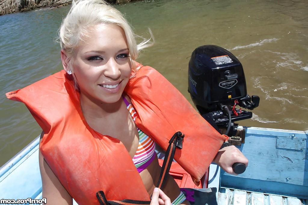 16P Teen babe with tiny tits Kacey Jordan shows her body on a boat