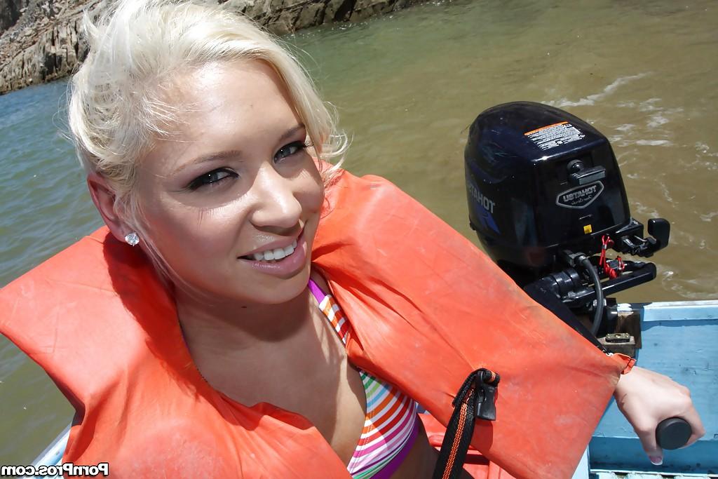 16P Teen babe with tiny tits Kacey Jordan shows her body on a boat