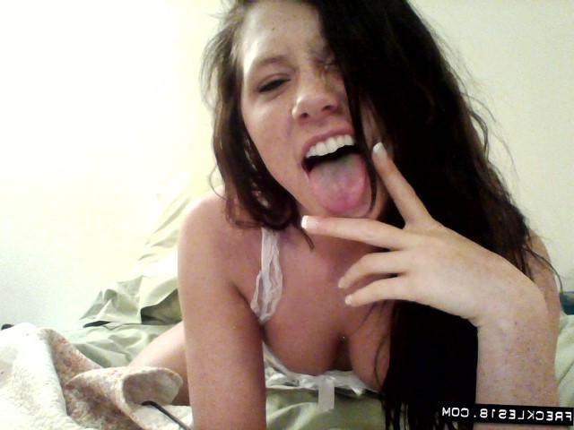 12P Pretty teen Freckles 18 teases in her white lace