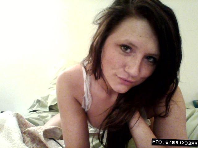 12P Pretty teen Freckles 18 teases in her white lace
