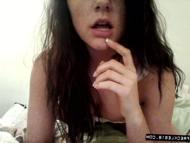 12P Pretty teen Freckles 18 teases in her white lace