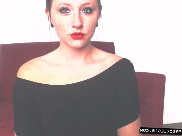 12P Freckles 18 shows off her sexy red lips and hot body