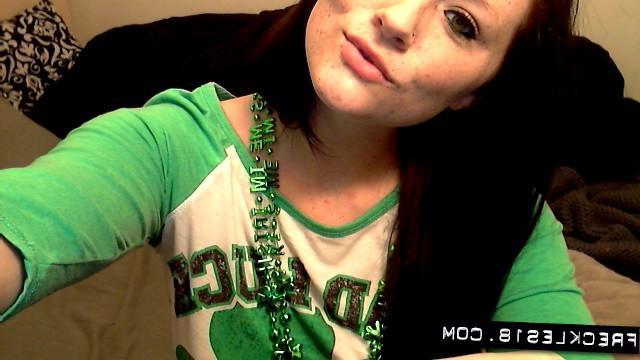 12P Brunette cutie Freckles 18 offers you her good luck charm