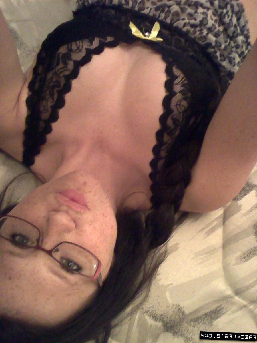 12P Brunette girl Freckles 18 takes sexy pics of herself in her night gown