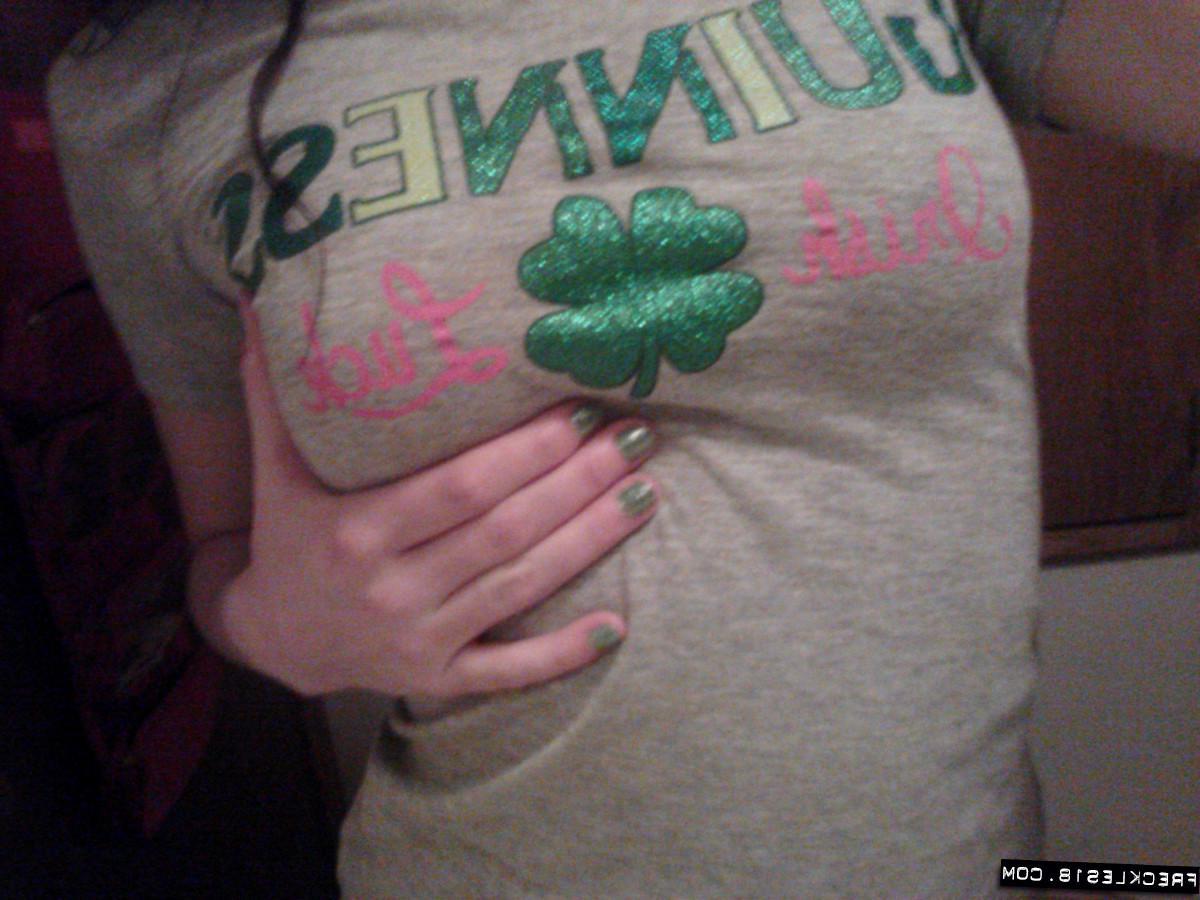 12P Pictures of hot brunette teen Freckles 18 wishing you a happy St Patricks Day