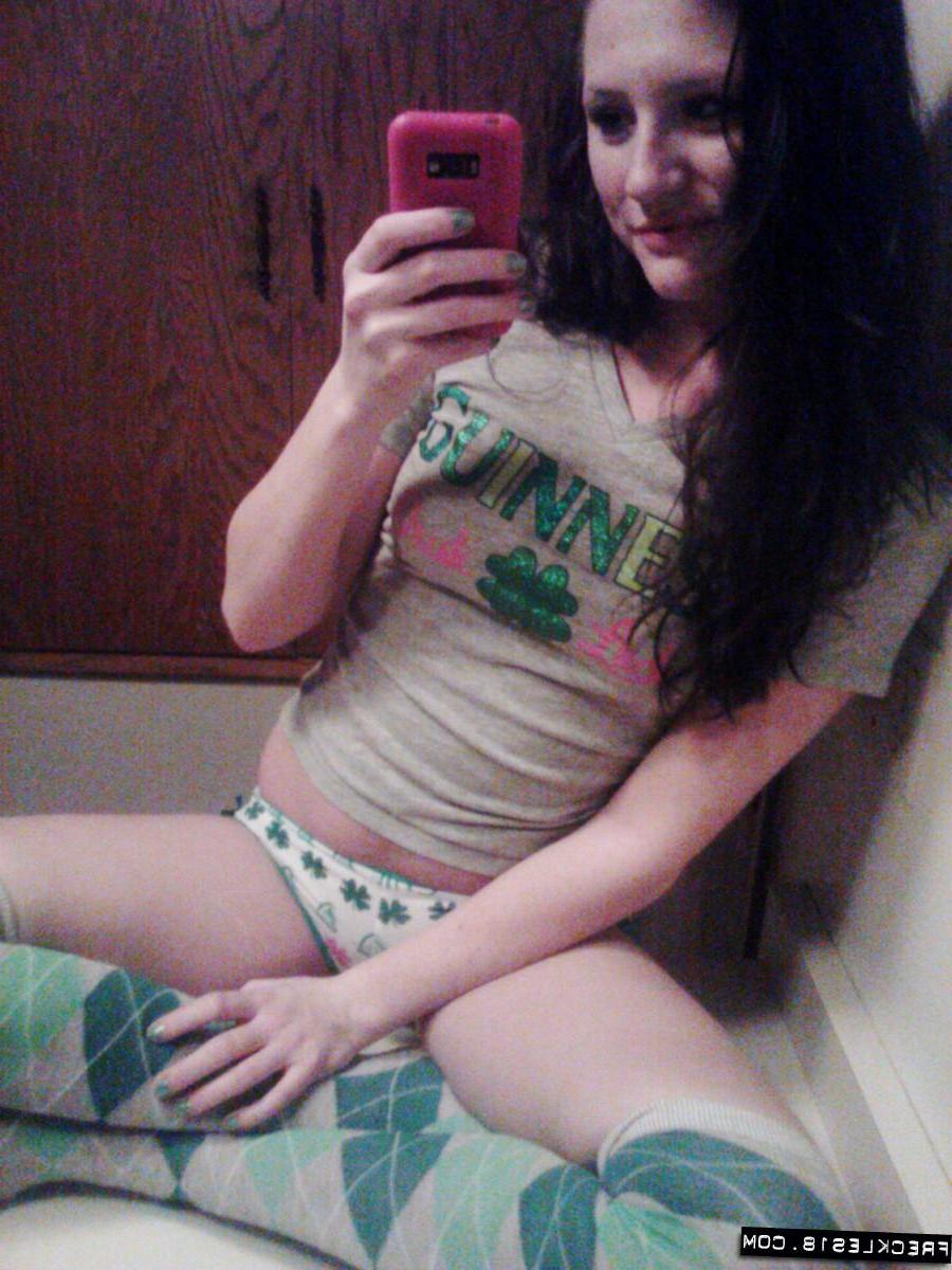 12P Pictures of hot brunette teen Freckles 18 wishing you a happy St Patricks Day