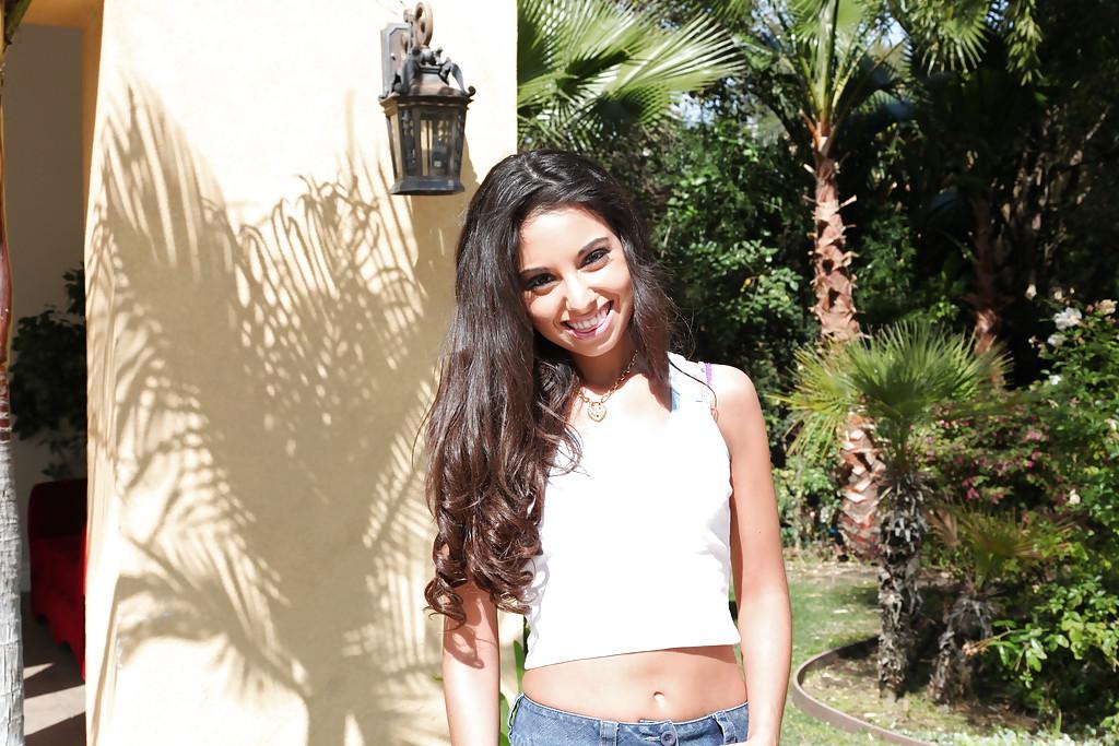 16P Skinny latina sweetie Trinity St. Clair undressing outdoor