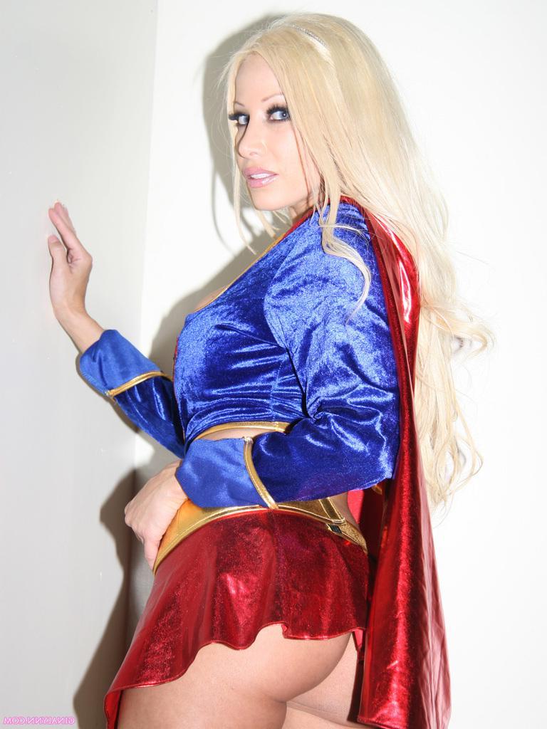 15P Gina Lynn costumed as Supergirl