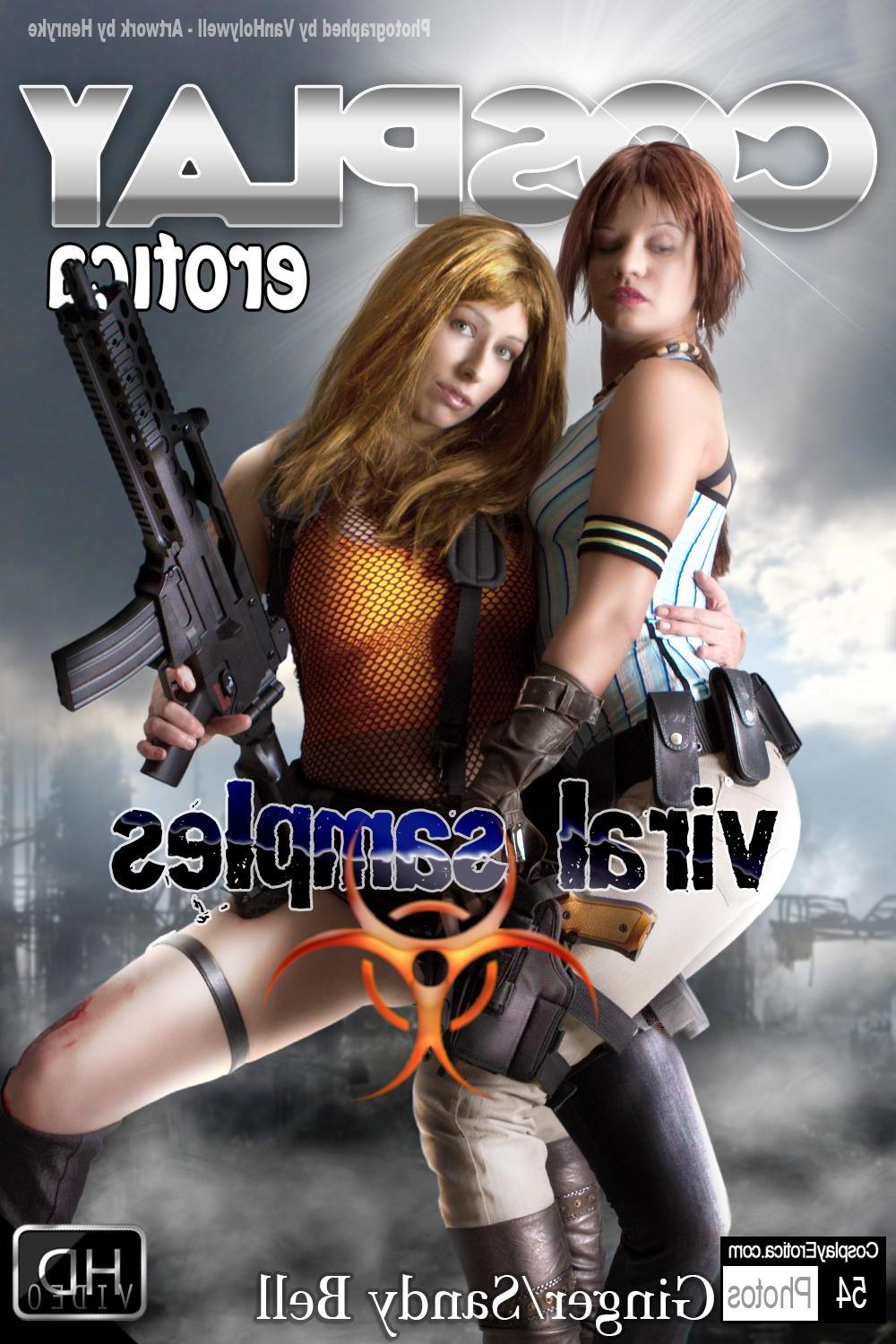 12P Cosplay hotties Ginger and Sally strip each other in their sexy costumes