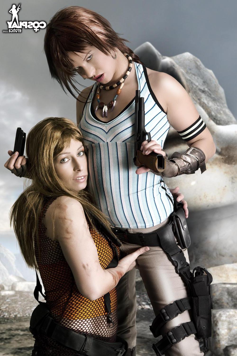 12P Cosplay hotties Ginger and Sally strip each other in their sexy costumes