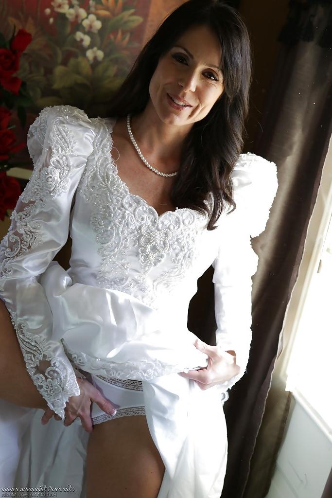 16P Hot pornstar Kendra Lust stripping off her wedding dress and lingerie