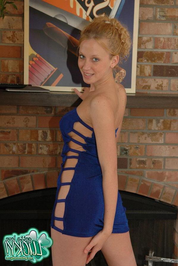 12P Blonde teen Lucky teases in a small blue dress