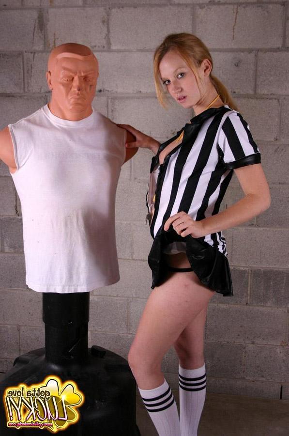 20P Pictures of Gotta Love Lucky playing with a soccer dummy