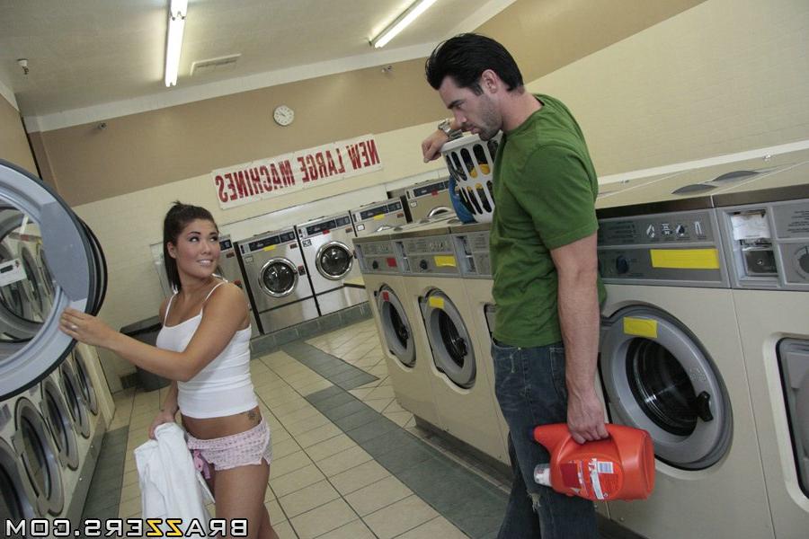 16P Asian babe with big hooters London Keye has wild sex in the laundry