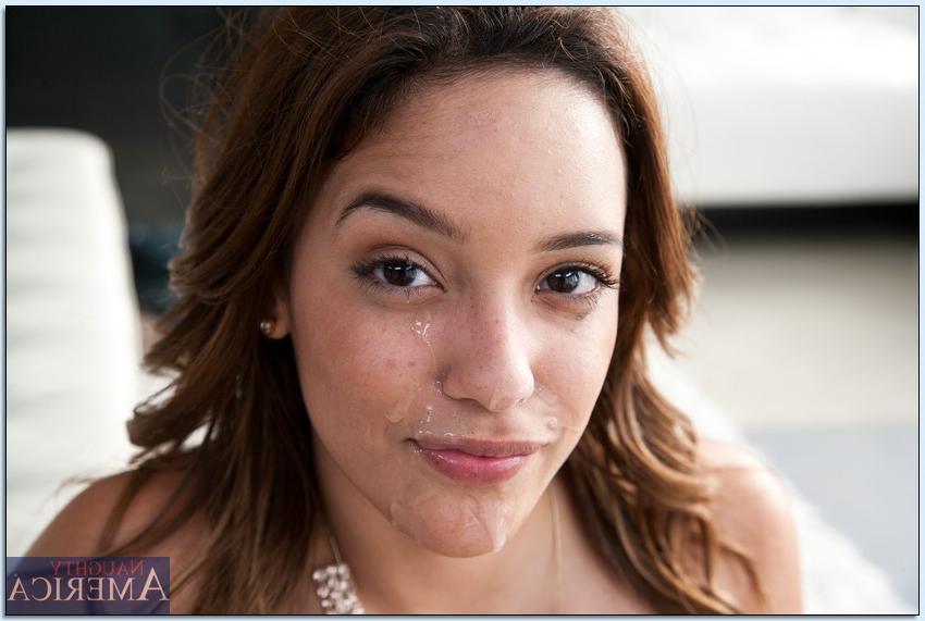 16P Hot wife Melanie Rios takes a huge cumshot on her face after fucking