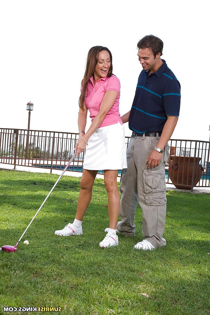 16P Hot pornstar Michelle Lay enjoys hot fucking after a golf lesson