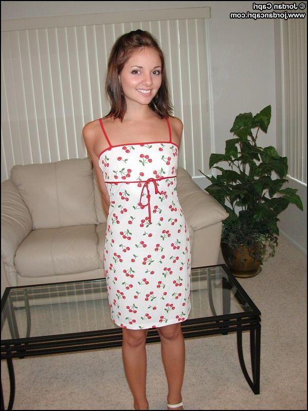 20P Pictures of teen Jordan Capri stripping out of a cherry dress