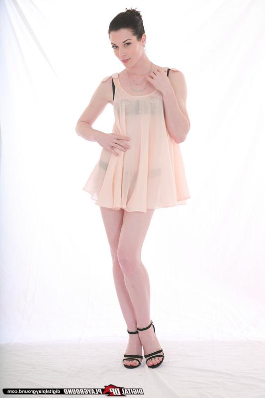 16P Desirable brunette with pale skin undressing and exposing her goods