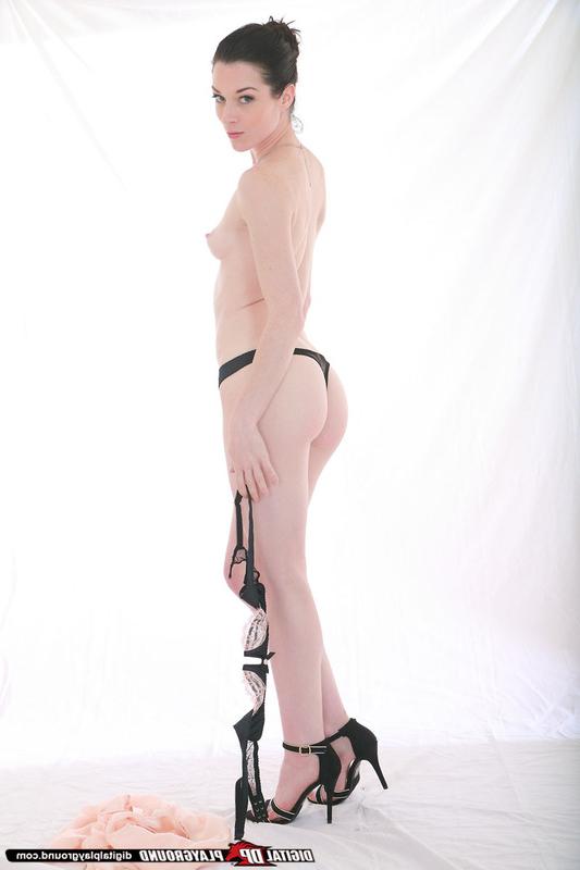 16P Desirable brunette with pale skin undressing and exposing her goods
