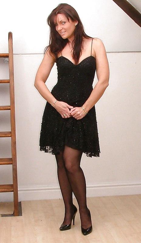 14P Sexy Milf  in little black dress and black stockings