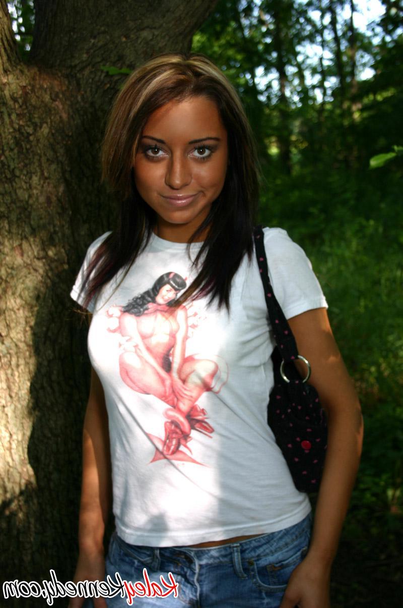 16P Beautiful Kaley Kennedy shows her sexy ass in the forest