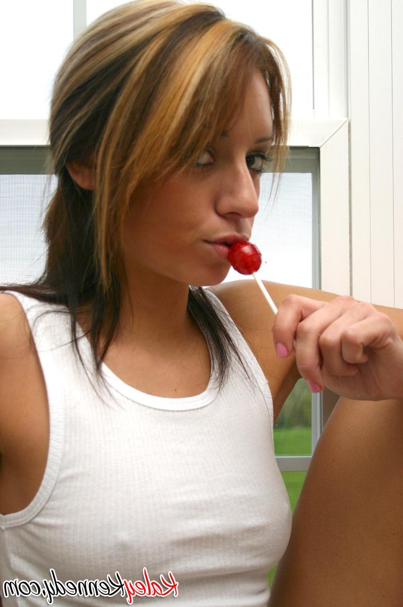 16P Sexy teen Kaley Kennedy teases with a lollipop